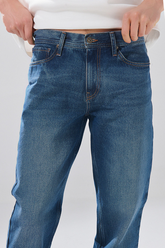 Jean 90´S infaltables tiro bajo azul oscuro con 5 bolsillos
