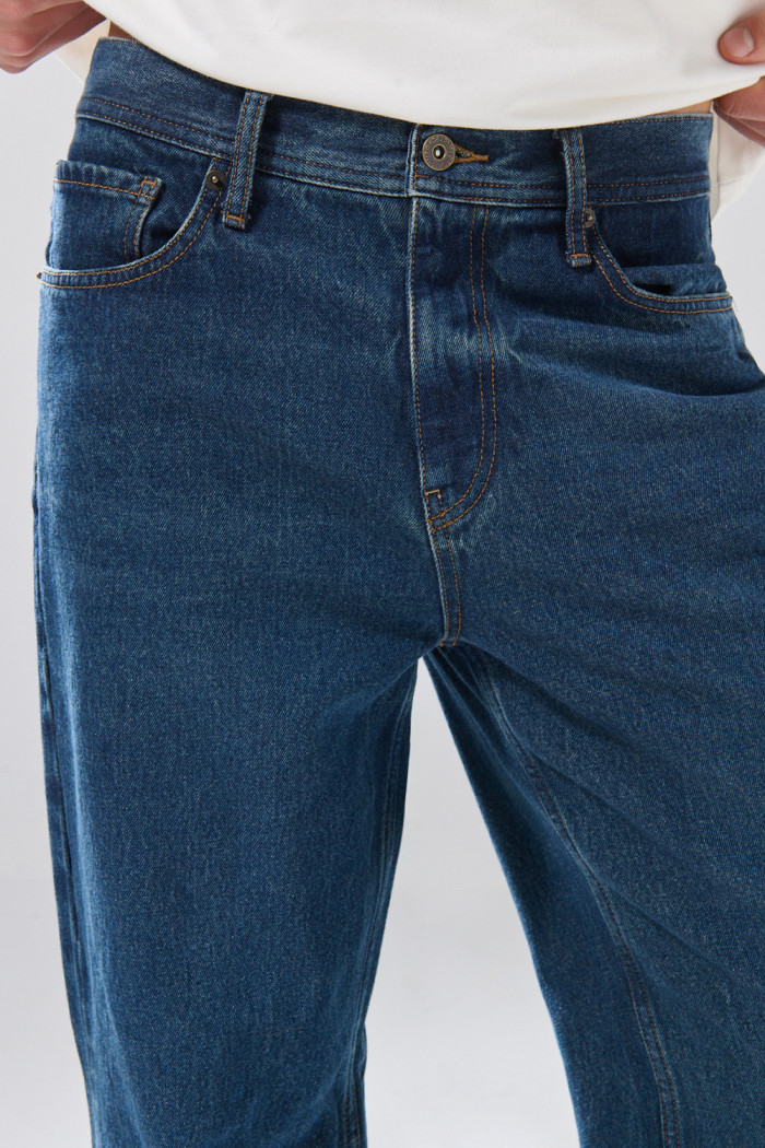 Jean baggy bota ancha infaltables azul con 5 bolsillos
