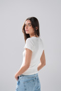 Camiseta en rib infaltables unicolor con manga corta
