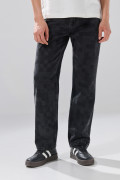 Jean loose gris intenso con diseños y tiro medio
