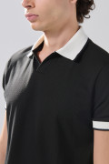 Camiseta polo unicolor con contrastes y texturas de Boho Club
