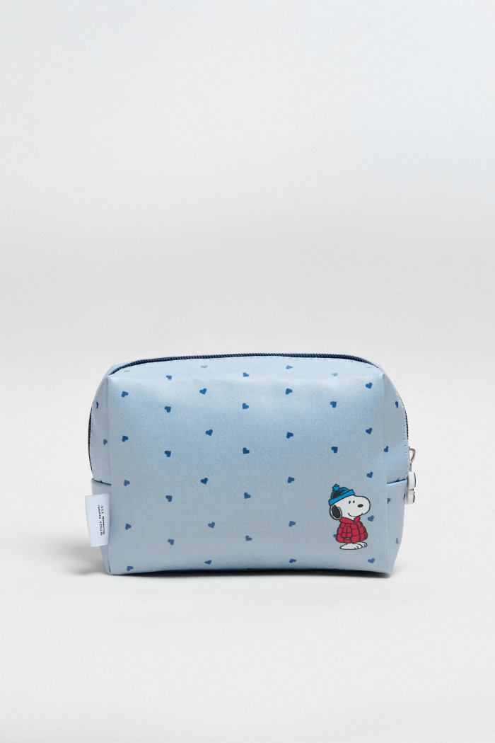 Cosmetiquera de Snoopy unicolor con cremallera metálica

