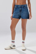 Short de jean infaltables azul oscuro con tiro alto
