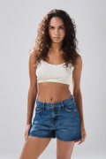 Short de jean infaltables azul oscuro con tiro alto

