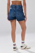 Short de jean infaltables azul oscuro con tiro alto
