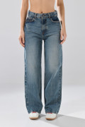 Jean baggy azul medio infaltables bota ancha con bolsillos
