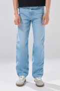 Jean baggy bota ancha infaltables azul claro con tiro medio
