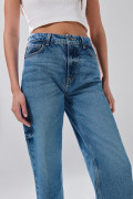 Jean azul medio 90´S infaltables bota recta con tiro alto

