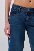 Jean open leg tiro bajo infaltables azul oscuro bota ancha
