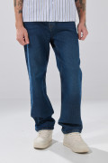 Jean baggy infaltables bota ancha azul oscuro con tiro medio
