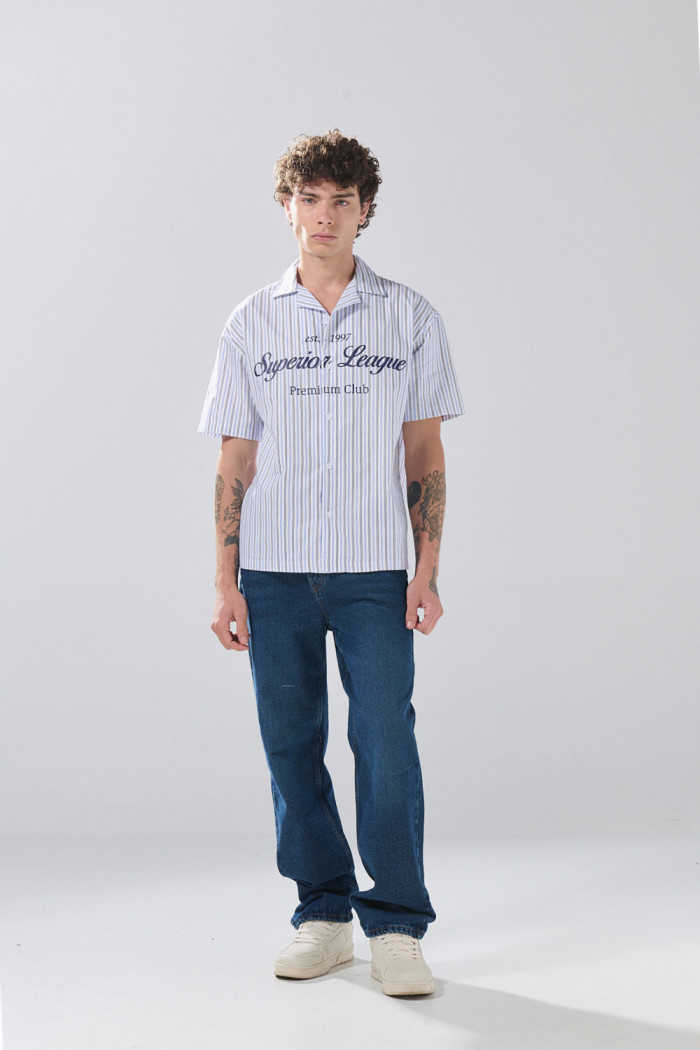 Jean baggy infaltables bota ancha azul oscuro con tiro medio
