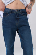 Jean baggy infaltables bota ancha azul oscuro con tiro medio
