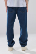 Jean baggy infaltables bota ancha azul oscuro con tiro medio
