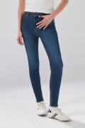 Jean push up infaltables azul oscuro con realce y bolsillos
