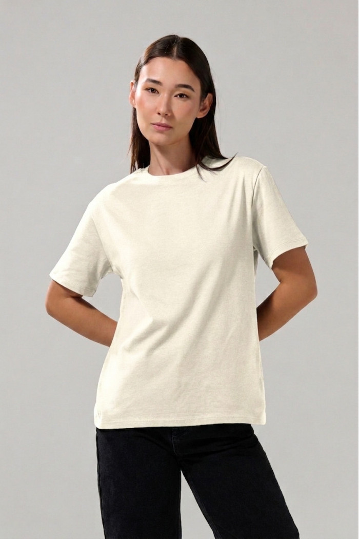 Camiseta en algodón unicolor manga corta con fit ajustado
