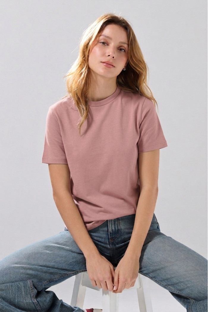Camiseta infaltables en algodón unicolor con manga corta
