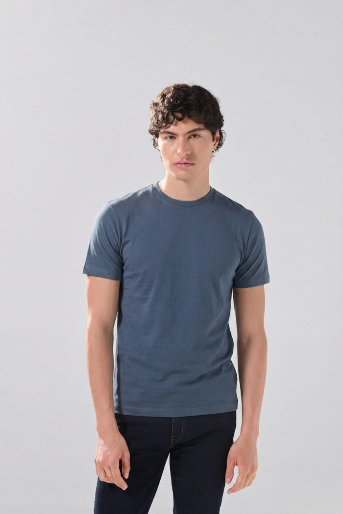 Camiseta en algodón infaltables unicolor con cuello redondo
