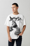 Camiseta crema clara oversize manga corta de Looney Tunes