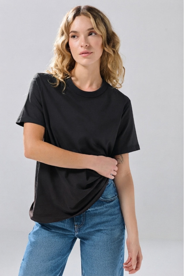 Camiseta en algodón infaltables unicolor manga corta
