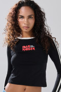 Camiseta manga larga negra con diseño de Iron Maiden
