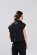 Blusa manga corta unicolor con nudo y estampados