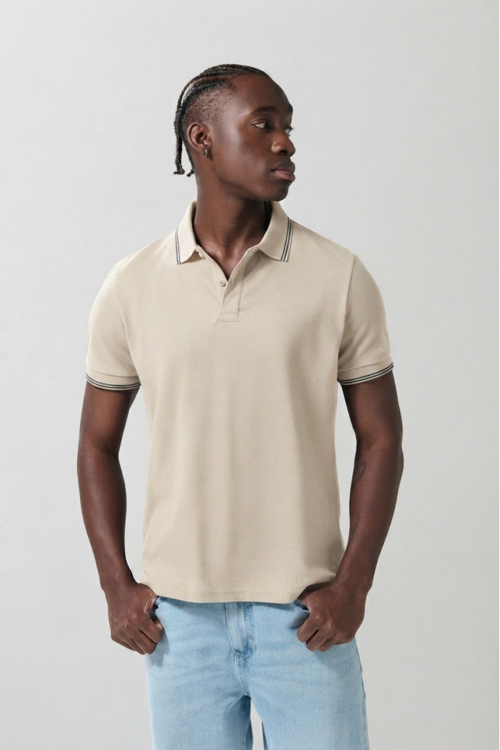 Camiseta polo infaltables manga corta unicolor con botones
