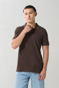 Camiseta unicolor polo de Boho Club con manga corta
