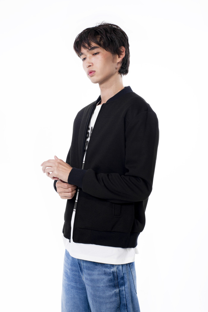 Chaqueta unicolor bomber cazadora con corte delantero