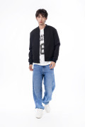 Chaqueta unicolor bomber cazadora con corte delantero