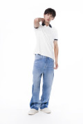 Camiseta polo unicolor con contrastes y texturas de Boho Club
