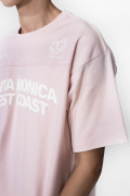 Camiseta rosada en algodón manga corta con arte college
