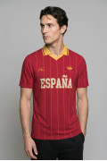 Camiseta roja college de Fan Edition con cuello polo y rayas
