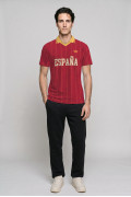Camiseta roja college de Fan Edition con cuello polo y rayas
