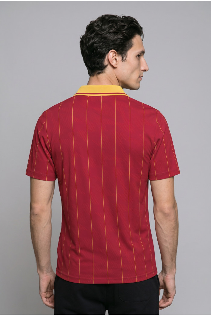 Camiseta roja college de Fan Edition con cuello polo y rayas
