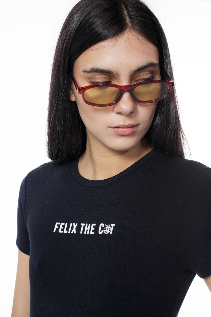 Body manga corta negro con diseño de Félix el Gato
