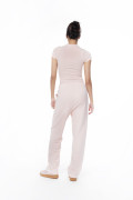 Body unicolor con manga corta, broche y cuello redondo
