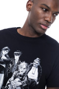 Camiseta cuello redondo negra con estampado de Gorillaz
