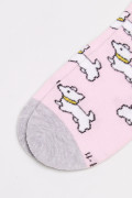 Medias tobilleras unicolores con arte de perritos
