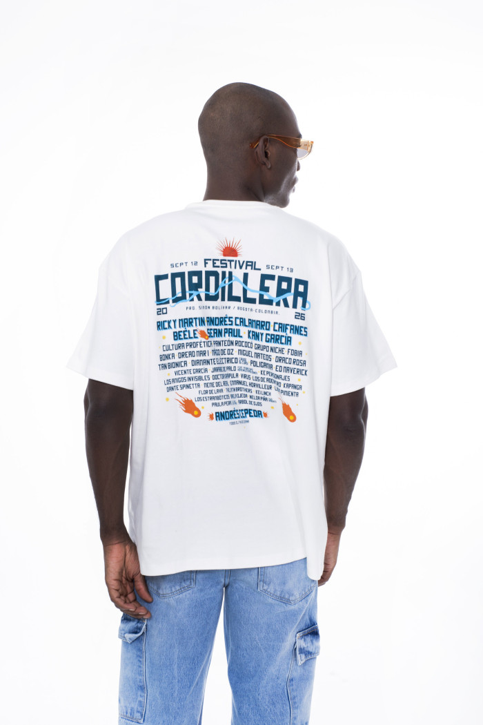 Camiseta del Festival Cordillera oversize manga corta crema
