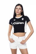 Short de jean crema claro con diseños y tiro alto
