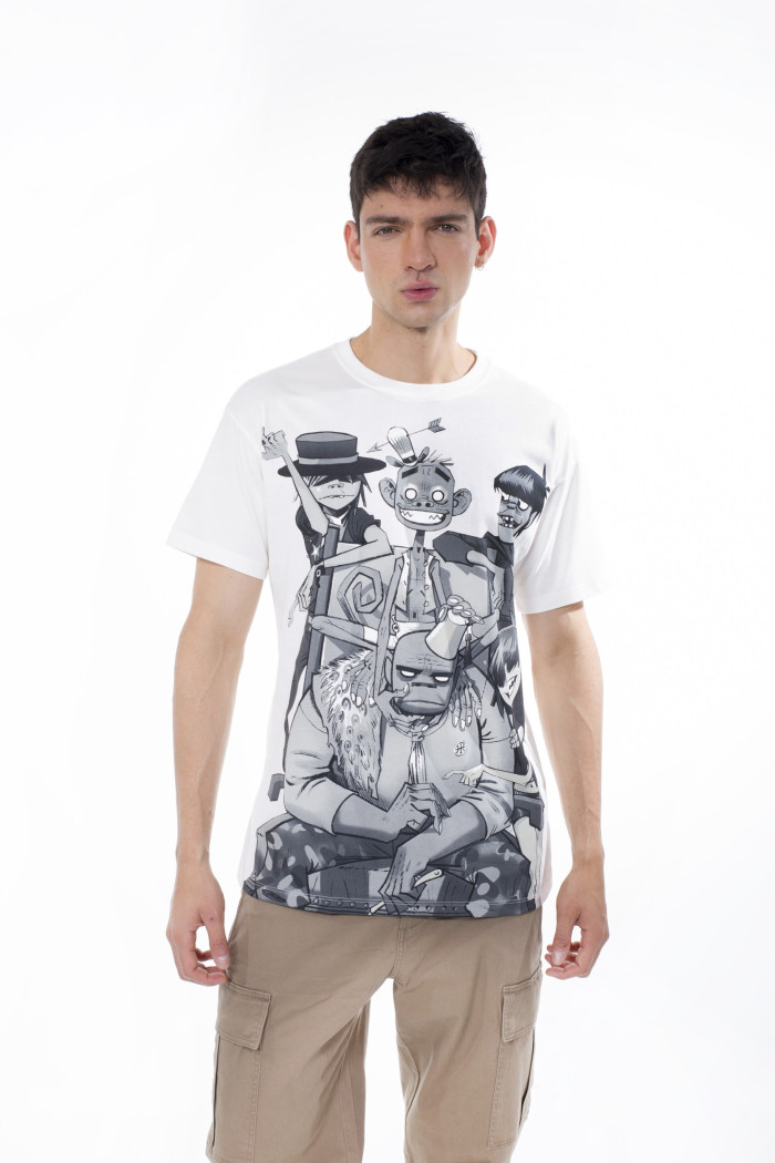 Camiseta de Gorillaz crema clara manga corta en algodón
