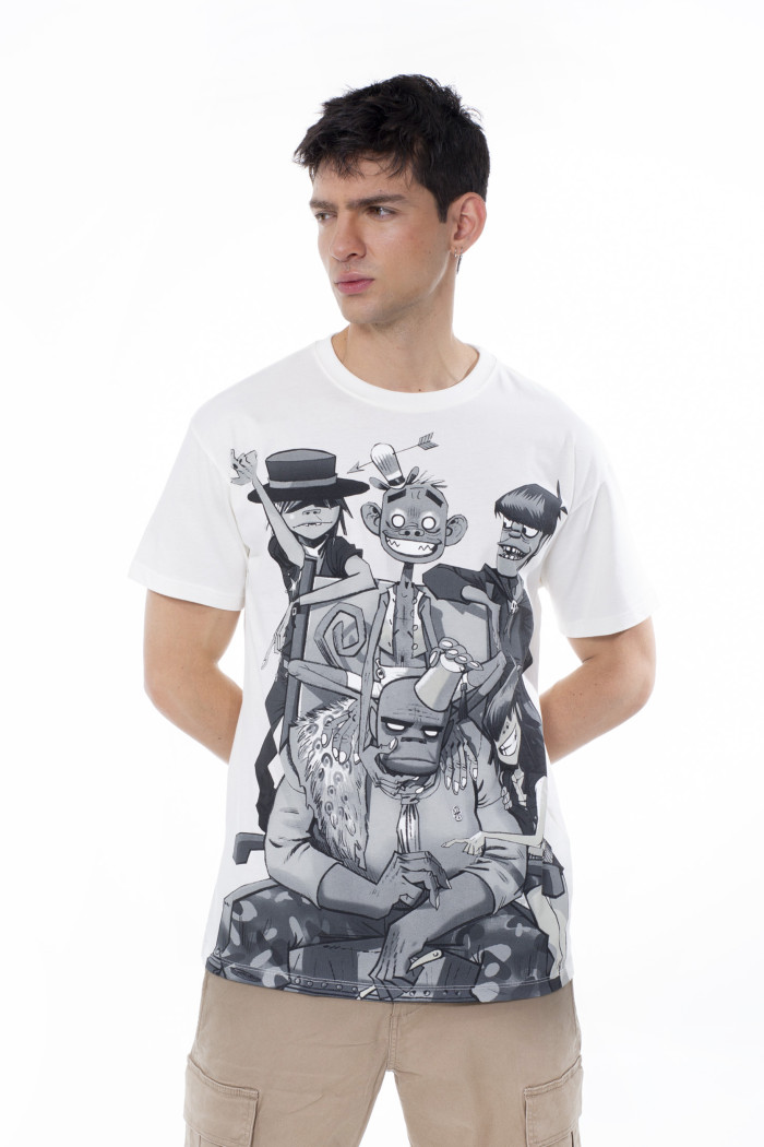 Camiseta de Gorillaz crema clara manga corta en algodón

