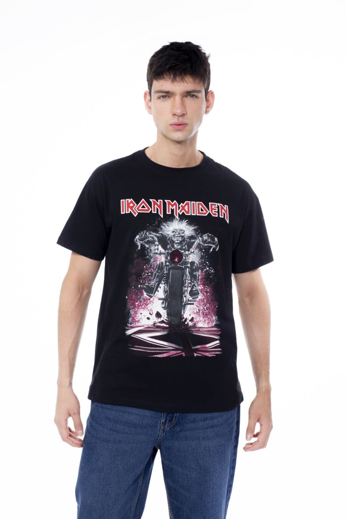 Camiseta negra manga corta con estampado de Gorillaz
