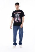 Camiseta negra manga corta con estampado de Gorillaz
