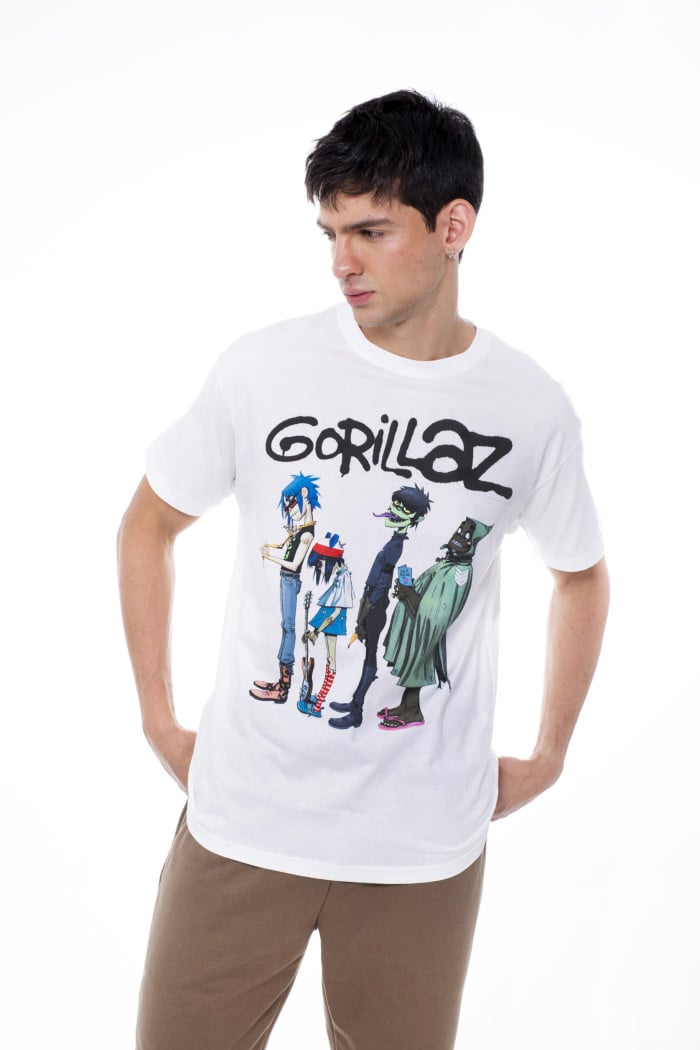 Camiseta en algodón crema de Gorillaz con manga corta
