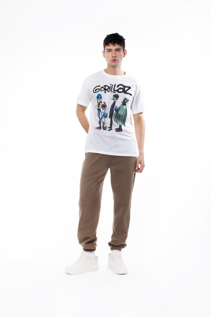 Camiseta en algodón crema de Gorillaz con manga corta
