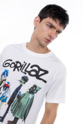 Camiseta en algodón crema de Gorillaz con manga corta
