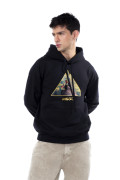 Buzo oversize negro con capota y diseños de Gorillaz
