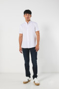 Camisa cuello nerú unicolor manga corta en algodón