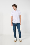 Camisa blanca cuello nerú en algodón con estampados